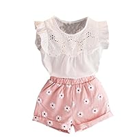 Fabal 2Pc Baby Girl Clothes Summer Tee +Short Pants Kids Girls Casual Outfits Lolly (3-4 Year, B)