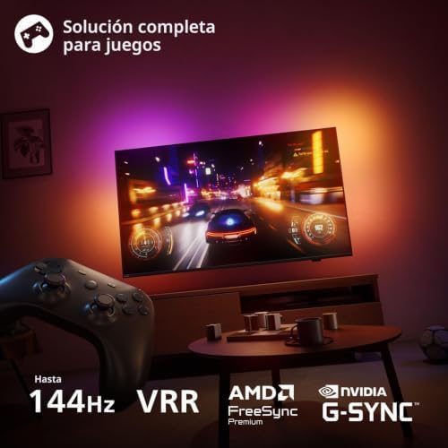 Ambilight 48OLED820 4K OLED Smart TV - Pantalla de 48 Pulgadas con P5 AI Picture, Google TV, Dolby Vision y Sonido Dolby Atmos - Funciona con Alexa y Asistente de Google