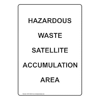Vertical Hazardous Waste Satellite Accumulation Area Label Decal, 5x3.5 in. 4-Pack Vinyl for ...