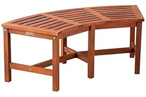 TISYOURSEASON Solid Wood Fire Pit Curved Bench 44" Outdoor Garden Patio