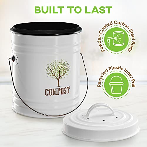 Third Rock Compost Bin Kitchen 1.0 Gallon Countertop Compost Bin with