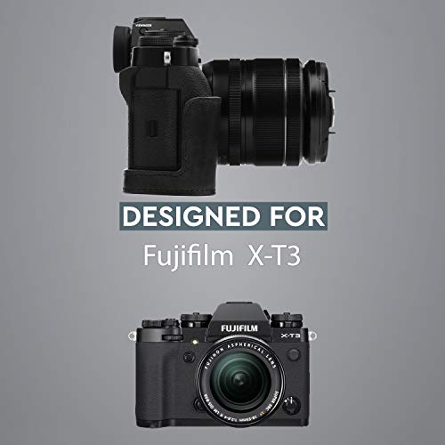 MegaGear MG1552 Ever Ready Demi Étui en Cuir Véritable avec Bandoulière pour Fujifilm X-T3 - Noir - Image 5