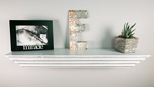 White/Dark Brown Distressed Layered Wood Shelf - 5" Deep