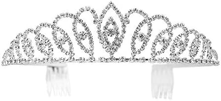 xmuyi Wedding Prom Bridal Crown Rhinestone Crystal Decor Headband Veil Tiara for Women and Girls