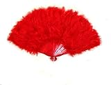 SACASUSA (TM) Large Red Feather Hand Fans NEW