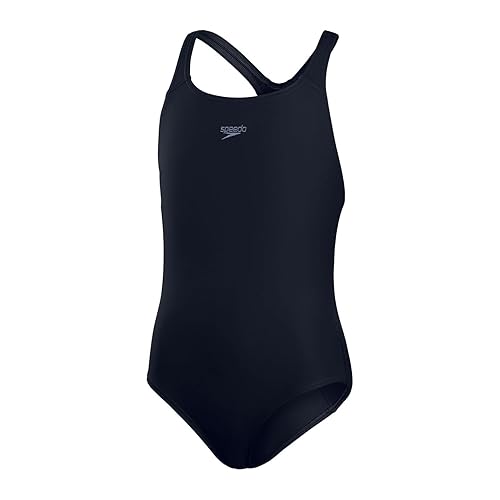 Speedo Girls Endurance+ Medalist Swimsuit | Chlorine Resistance | Comfort Fit | Swimming Lessons | Swim Holiday, True Navy, 4