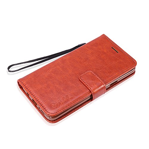 Samsung Galaxy S9 Plus Case, HLCT PU Leather Case, with Soft TPU Protective Bumper, Built-in Kickstand, Cash and Card Pockets (Brown)