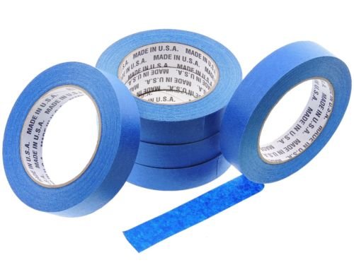 5 Rolls Premium 1" in x 60 yd USA PRO Grade Professional Blue Painters Tape Masking Trim Edge Quick Clean Release Easy Removal NO RESIDUE (24MM x 55M .94 inch)