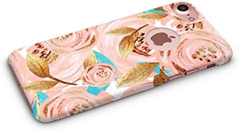 Cover Affair Floral/Flowers Printed Designer Slim Light Weight Round Logo Back Cover Case Compatible with Apple iPhone 7 (Pink & Orange & Gold) (G4-D186)