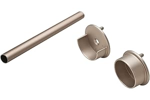 TOP SHELF HARDWARE Premium 1 5/16 Inch Diameter Round Wardrobe Tube Closet Rod with End Supports (Matte Nickel, 24" Wide Space)