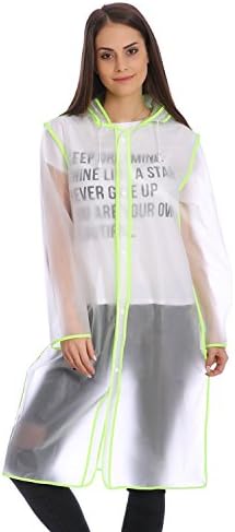 Show Lo Raincoat Ponchos for Adults, Durable Translucent Rain Cape, Outdoor Accessory for Travel, Picnic, Camping, Portable Rain Wear with Hat Hood Unisex Men Women (Green, L)