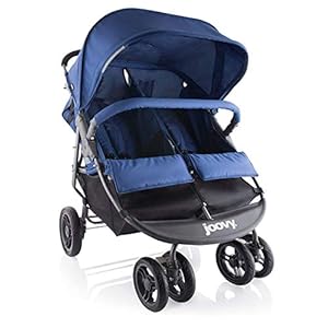 Joovy Scooter X2 Double Stroller, Side by Side Stroller, Stroller for Twins, Large Storage Basket, Blueberry