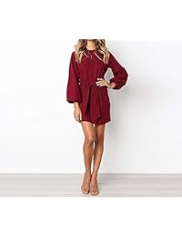 ALAIX Vestido casual de manga larga con cuello redondo para mujer