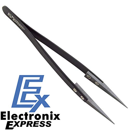Precision Ceramic Tweezers Heat Resistant Non-Conductive Anti-Magnetic Pointed Tweezers For Pinching Coils Electronics Jewelry-Making - Black By Ex Electronix Express