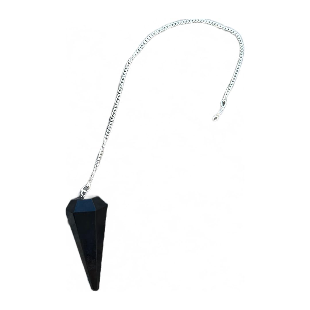 Natural Amethyst Stone Pendulum Crystal Pendulum Vintage Hexagonal Crystal Pendulum for Radiesthesia, Pendulum Chakra Reiki Divination Wicca Meditation (Black Obsidian) — image 1