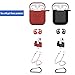 Airpods Case, Airpods Accessories Kits, 10 in 1 Protective Silicone Cover Skin Apple Airpods Anti-Lost Airpods Strap, Airpods Watch Band Holder, Airpods Ear Hook (Black and red)
