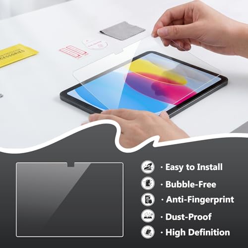 ProCase iPad A16 11th/10th Generation Case (2025/2022) with 1 Screen Protector, Pencil Holder, Soft TPU, Support Touch ID and Auto Wake/Sleep - Black