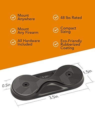 Magnetic Gun Mount 2-Pack | Rubberized 48 lbs Rated Gun Magnet | Gun Magnet Mount-Concealed Holder for Handgun, Pistol, Rifle, Shotgun, Revolver, Magazine - Thumbnail 3