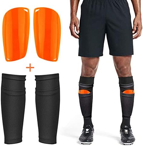 Adult Youth Kids Soccer Shin Guards with Compression Calf Sleeves - 1 Pair Shin Pads + 1 Pair Calf Sleeves Lightweight Breathable Leg/Calf Protective Guards Soccer Equipment