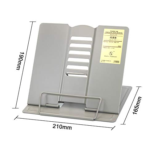 Portable Steel Reading Rest Book Holder Stand Bookrest Angle Adjustable Reading Stand Document Holder (Gray)