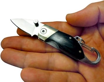 Amazon 極小 携帯 コンパクト ミニ ナイフフォールディング ボトム フック カラビナ キーホルダー 付き 釣り キャンプ アウトドア 等に オススメ Aスペース フォールディングナイフ