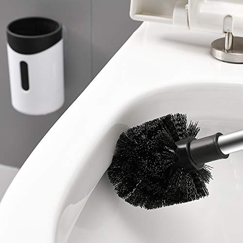 Glendan 2 Pack Toilet Brush and Holder Upgraded Modern Design with Kinsky Strong Bristles,Bathroom Toilet Bowl Brush Set,Toilet Cleaning Brush Kit (White)