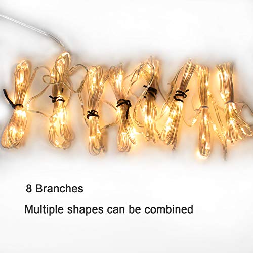Umbrella Lights, Patio Outdoor Umbrella Waterproof LED Rope Lights String Lights, Battery Operated Indoor Decor, 8 Strings, 13 LED per String Adjustable Brightness - Warm White - Thumbnail 6