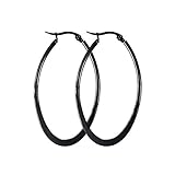 MengPa Oval Hoop Earrings for Women Stainless Steel