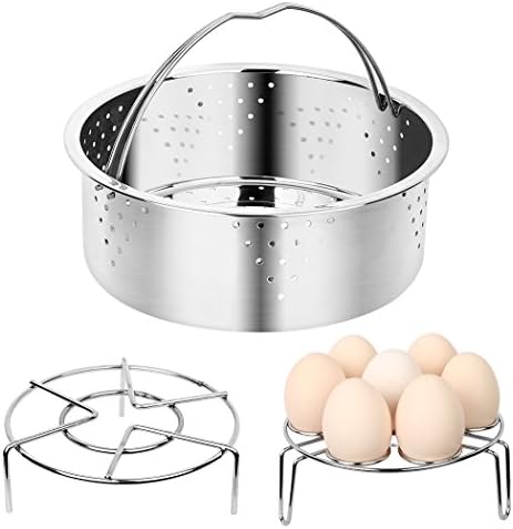 Instant Pot Accessories Vegetable Steamer Basket Set Includes Egg Steamer Trivet and Steamer Rack - Pressure Cooker Accessories( 100% Stainless Steel, Fits 6, 8 qt) (Steamer basket set)