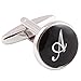 H&H HJ Men's 2PCS Rhodium Plated Cufflinks Silver Initial Letter Shirt Wedding Business 1 Pair Set Black A