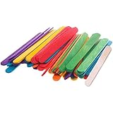 KINGLAKE 200 Pcs 4.5 Inch Colored Wood Craft Sticks Natural Wood Popsicle Sticks,Great for DIY Crafts Creative Designs