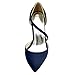 ElegantPark HC1711 Women High Heel Strappy Dress Pumps Pointy Toe Satin Wedding Party Shoes Navy Blue US 8