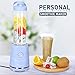 MYONAZ Portable Blender 120V Electric Power Mixer with Travel Sport Bottle & Lid 600ML Blender for Smoothies and Shakes (Blue)