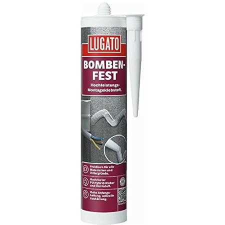 Lugato Bombenfest 480 g weiss - Wasserfester PU-Montagekleber für Metall, Kunststoff, Holz