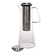 Handi Home Larger 43 Oz. Cold Brew Coffee Maker Brewed Ice Coffee and Tea Pitcher 1.3 Quart 18/8 Stainless Steel Permanent Reusable Infuser Filter, Heat and Cold Resistant Borosilicate Glass Decanter