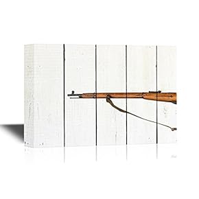 Long Gun on Wood Style Background