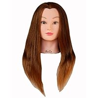 Bellrino 24" 100% Human Hair Cosmetology Mannequin Manikin Training Head with Human Hair (BROWN - BELLA)