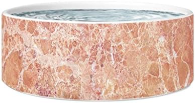 Awesome eMERCHency Stone Dog Bowl 7.5" x 3.5" White Ceramic Pet Marble Bowl for Food or Water Designed and Printed in USA