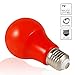 TORCHSTAR LED A19 Red Bulbs, 7W (40W Equivalent), E26 Base Colored Light Bulb, for Party, Thanksgiving, Halloween, Christmas, Holiday, Bedroom, Living Room, Baby's Room Lights, Pack of 6
