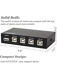 Interruptor de impresora, 4 puertos, USB 2.0, escáner manual, interruptor de uso compartido de 4 PC a 1 adaptador divisor, 4 unidades, USB A a B cable de impresora