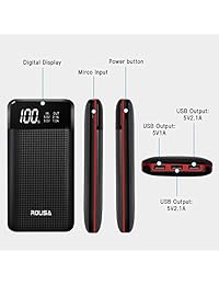 Power Bank 24000mAh Cargador de batería externa portátil con Smart LED Digital Power Display, 3 puertos USB, batería de copia de seguridad rápida carga dispositivos Android Samsung Galaxy Smartphones y más   negro