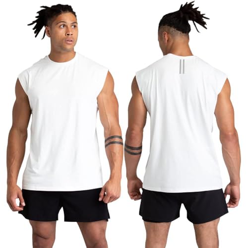 Holure 1 oder 3 oder 5 Pack Herren Baumwoll-Fitness-Tanktops Training ärmellose T-Shirts Athletische Muskel-Tank-Trainings-Bodybuilding-Shirts, XL thumbnail 2