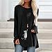 Moilant Women O-Neck T Shirt Cute Cartoon Print Tops Plus Size Casual Blouse Tunic Blackthumb 1
