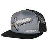 JINX Minecraft Iron Sword Trucker Snapback Baseball Hat (Gray, Youth Fit)