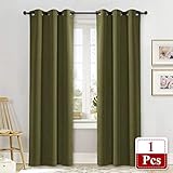NICETOWN Blackout Room Darkening Window Curtain Thermal Insulated Solid Grommet Blackout Curtain/Drape for Living Room (Single Panel, 42 by 84 inches, Olive Green)