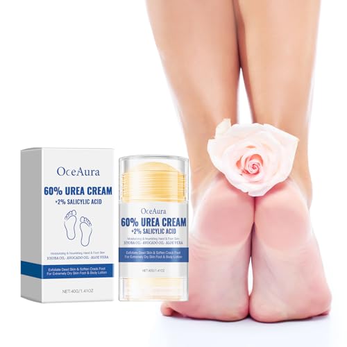60% Urea Hydrating and Anti-Cracking Foot Cream, Foot Therapy Balm, Moisturising and Relieves Cracking and Dryness Foot Cream, Dry Cracked Heels and Feet Women Men (White, 1.4 Ounce)