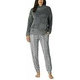 Jane and Bleecker Ladies Cozy Fleece Lounge Pajama Set (Blue, X-Large) (Gray