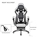 Gaming Chair,High Back Ergonomic Style Racing Chair Leather 180 Degree Reclining Computer Chair 360 Degree Swivel Adjustable Office Chair Footrest White Black, Headrest Lumbar Support