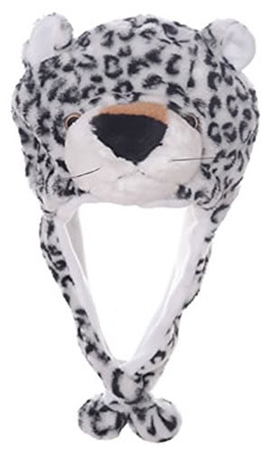 Animal Head Super Soft Plush Childrens Hat - Snow Leopard
