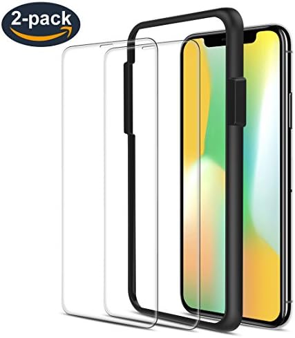 iPhone X Screen Protector(2 -Pack, Clear), ALLEASA Premium 0.25mm Ultra-thin HD Full Coverage Film Tempered Glass Screen Protector with Easy Installation Guide Frame [3D Touch] for Apple iPhone X /10